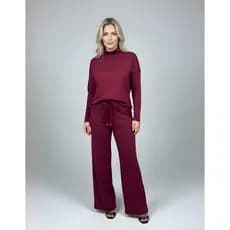 Conjunto de Inverno com Calça E Blusa Crepe De Malha Plus