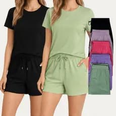 Conjunto Fitness Poliamida Alta Elasticidade Short E Blusa Premium