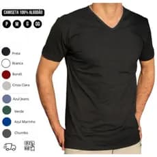 Camiseta Masculina Camisa Gola V Básica Algodão Confortavel