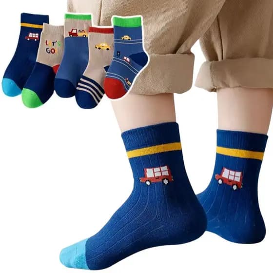 Kit Pares de Meias Infantil e Bebê Menino com Estampas Algodão