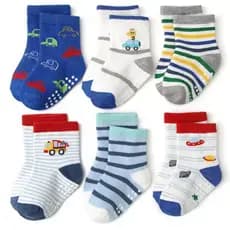 Kit Pares de Meias Bebê Menino Recém Nascidos Antiderrapante Com Estampas