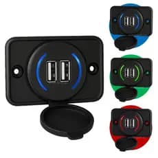 Tomada Duplo USB Veicular Carregador de Embutir para Onibus Carro Caminhão -12/30V