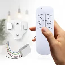 Interruptor Portátil  03 Vias Controle Remoto para Lâmpadas e Luminárias com Suporte de Parede