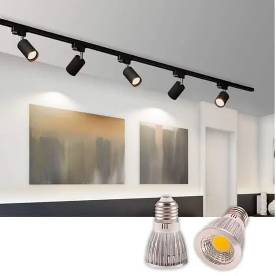 Lâmpada LED COB Spot de Alta Potência para Trilho e Embutir 6500K Branco Frio E27 3W