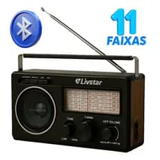 Rádio para Zona Rural Bluetooth Retro Vintage Portátil Recarregável com 11 Faixas AM-FM-SW