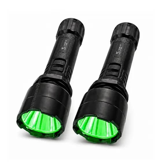 KIT 02x Lanternas Foco Verde LED Recarregável para Caça e Pesca Noturna  Trilhas