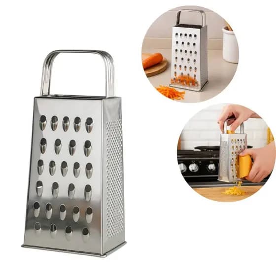 Ralador Inox 4 Faces 18cm/21cm Queijo Legumes Verduras Fatiador Grosso Fino Ralador Manual Cozinha