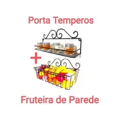 Deixe sua cozinha mais charmosa! Kit colonial com fruteira e porta-temperos (2 peças).