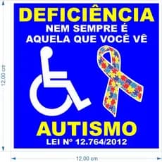 ADESIVO PCD - DEFICIÊNTE - AUTISMO  - 12 x 12 centimetros - 2 unidades