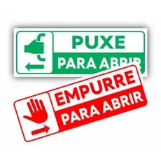 Adesivo  PUXE - EMPURRE - verde e vermelho - 2 unidades