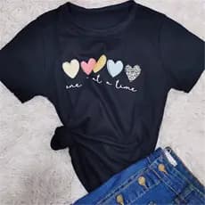 Camisetas manga curta de algodao moda feminino