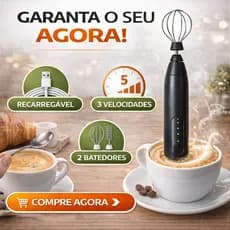 Mini Mixer Elétrico Portátil Recarregável USB Bivolt Ou a Pilha Batedor Café Cappuccino Ovos Drinks