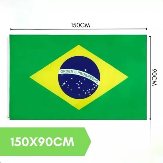 Bandeira do Brasil 1,50m Grande Poliéster Resistente Copa do Mundo Decoração Torcida Gigante