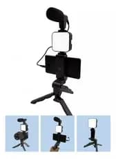 Tripé com LED para Celular Profissional + Microfone Kit Gravação Vídeos YouTube Bastão Selfie BM-244