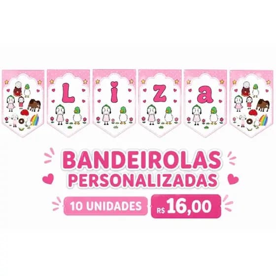 10 Bandeirolas personalizada em todos os temas,nome ou rosto da criança"