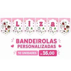 10 Bandeirolas personalizada em todos os temas,nome ou rosto da criança"
