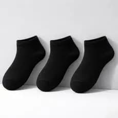 Kit de 3 Até 12 Pares de Meias Pretas Infantil Algodão Unissex Colegial Escolar