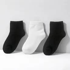 Kit De 3 Até 12 Pares Meia Infantil Branca Preta Escolar Colegial Algodão Menina Menino