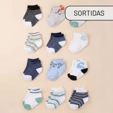Kit de 3 Até 12 Pares Meias Bebe Menino Algodão Com Estampas Enxoval