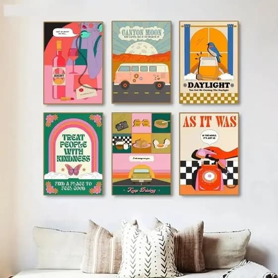 Quadro decorativo 3 peças Arte abstrata colorida moderna decoraçao casa quarto sala