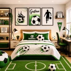 Quadro decorativo 3 peças Personalizado com nome futebol jogador decoraçao quarto menino