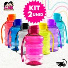 Kit com 2 Garrafas Mini Galão 500 ML de Água, Academia, Esportes, Crianças, Garrafinha escolar
