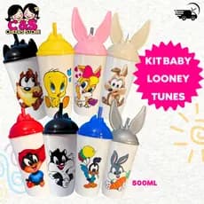 Kit apartir de 08 Copos Twister 500ml. Personalizados Tema LOONEY TUNES BABY. Festas e Lembrancinhas