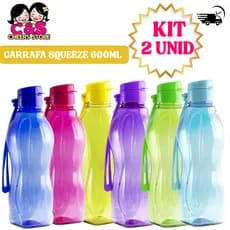 KIT com 2 Garrafas-Garrafinha -Squeeze 600ml –Várias Cores academia-parque-escola-lembrancinhas