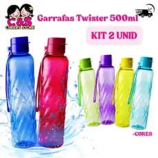 Kit 2 Garrafas Twister 500ml - Várias Cores