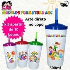 Kit apartir de 10 Unid. Personalizado Formatura ABC  500ML- Lembrancinha - nome e idade ESCOLA