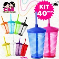 Kit 40 Copo Twister 500 mL - Festa Infantil - Decoração- Artigos de Festa