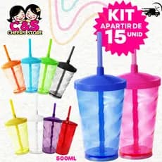 Kit 15 Copo Twister 500 mL - Festa Infantil - Decoração- Artigos de Festa, LEMBRANCINHA,ESCOLA