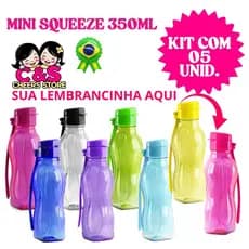 KIT 05 MINI GARRAFINHAS SQUEEZE ,350ML COM TAMPA ROSQUEAVEL ,LEMBRANCINHA ,ESCOLA,PARQUE E ACADEMIA