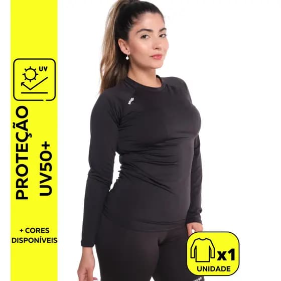 Camiseta Segunda Pele Manga Longa Proteção Solar UV50+ Esportiva Unissex Snugg