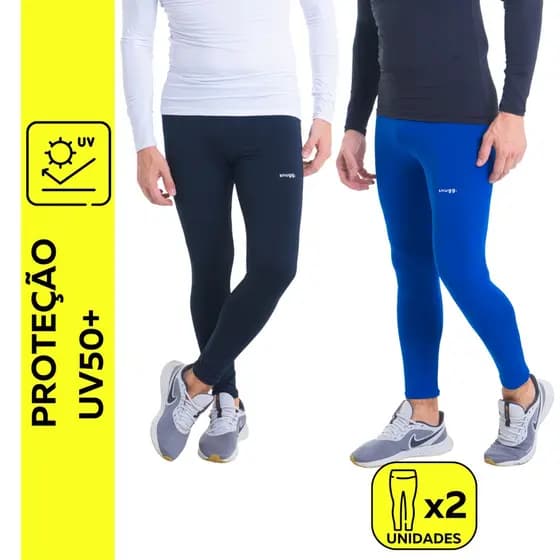 Kit 2 Calça Segunda Pele Snugg Proteção UV50+ Unissex Esporte Academia Ciclismo Corrida Beach Tennis