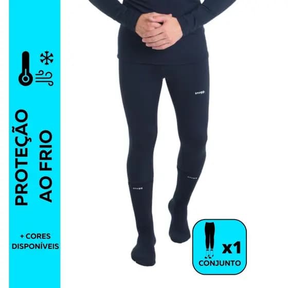 Kit Calça Segunda Pele Térmica Heavy + Meia Térmica Snugg Wear Flanelada Proteção Frio Intenso