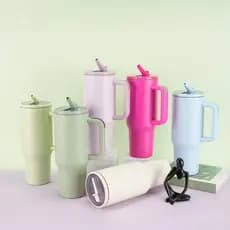 Copo Térmico Inox Portátil 1200ml Garrafa Térmica Inoxidável com Tampa e Canudo