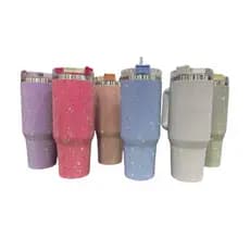 Copo de água incrustado de diamante com alça Copo térmico de aço inoxidável de grande capacidade de 1200ML