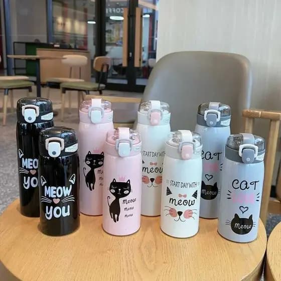 Portátil 350/500ML Copo Térmico Palha De Aço Inoxidável Estudantes Isolado Tumbler À Prova De Vazamento Garrafa De Água