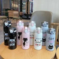 Portátil 350/500ML Copo Térmico Palha De Aço Inoxidável Estudantes Isolado Tumbler À Prova De Vazamento Garrafa De Água