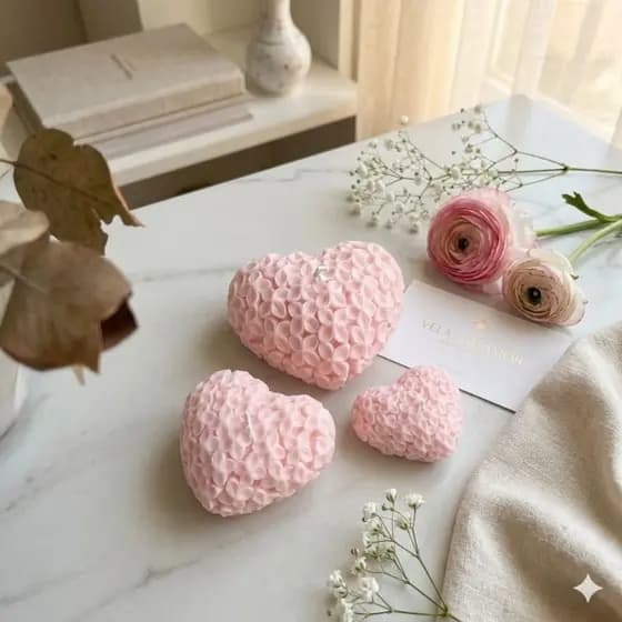 MOLDE DE SILICONE PARA VELA  CORAÇÃO PRIMAVERA