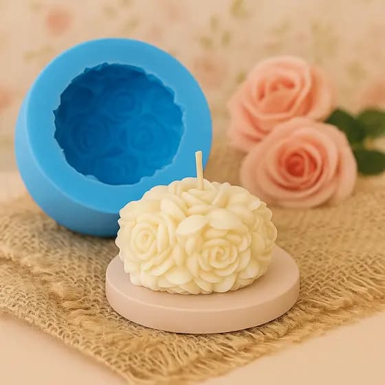 MOLDE DE SILICONE PARA VELA E SABONETE ROSAS PROVENCE