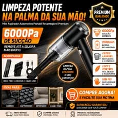 Aspirador Automotivo Portátil Sem Fio Potente Recarregável USB Mini Aspirador Carro Premium