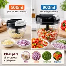 Kit 2 Processador Manual De Alimentos Grande 5 Lâminas 900ml e 500ml 3 Lâminas  Original line