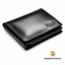 Carteira Masculina de Couro Porta Cartão CNH Slim