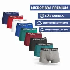 Kit 8 Cuecas Microfibra Box Adulto Forro de Algodão
