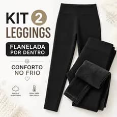 Kit 2 Calças Legging Peluciada Feminina Inverno Forrada Cintura Alta