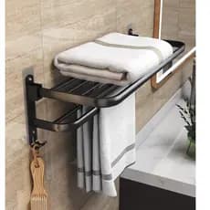 Suporte Banheiro Porta Toalha Toalheiro De Banho Duplo 90° Adesivo Sem Furo Premium linha