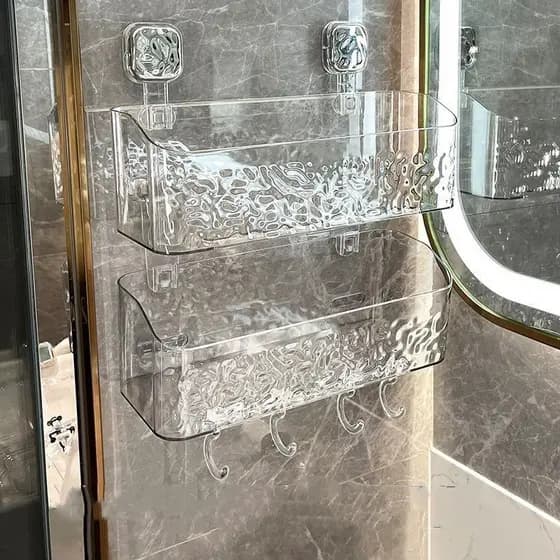 Suporte De Shampoo Prateleiras Organizador De Banheiro Sem Furo Acrilico Auto Colante