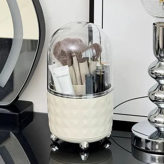 Organizador Portátil 360º De Mesa Cosmético Maquiagem Porta-escovas Batom Tubo Transparente